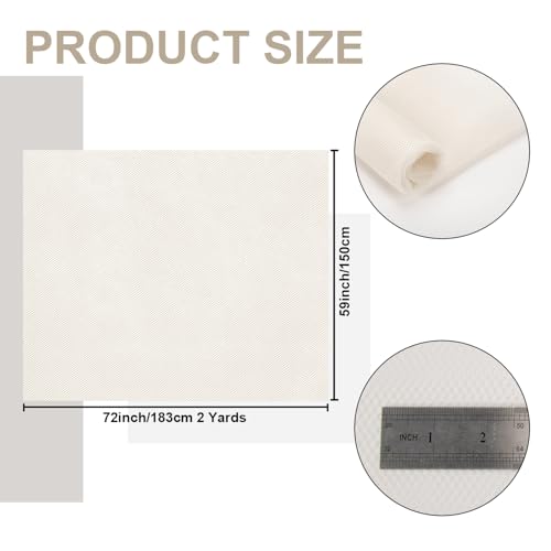 59" x 72"(2 Yards) White Mesh Fabric | Slightly Stretchy for Sewing Projects, Backpack Pocket and Straps, Netting Clothes and Shopping Bag - color: White