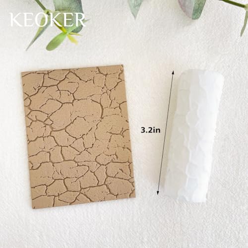 KEOKER Cracked Surface Polymer Clay Roller Texture - Great for Clay Cutters and Texture Sheets - color: Cracked Surface Color