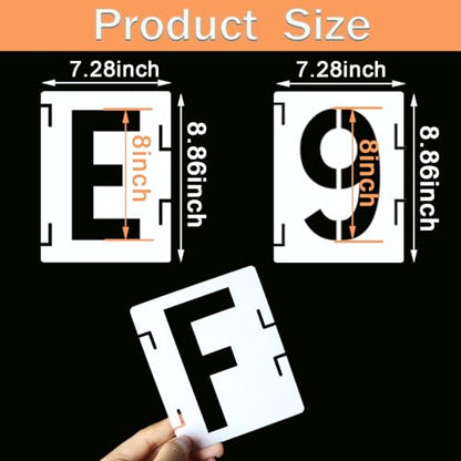 YEAJON 8 Inch Letter Stencils Symbol Numbers Craft Stencils, 42 Pcs Reusable Alphabet Templates Interlocking Stencil Kit for Painting on Wood, Fabric, Rock, Chalkboard, Sign, DIY Art Projects (8'') - size: 8 inch
