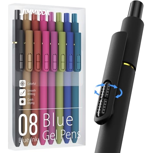 8 Pack Blue Gel Pens with Fidget, 0.7mm Blue Ink Quick-Drying - color: Vintage -Blue Ink-0.7mm-8Pcs