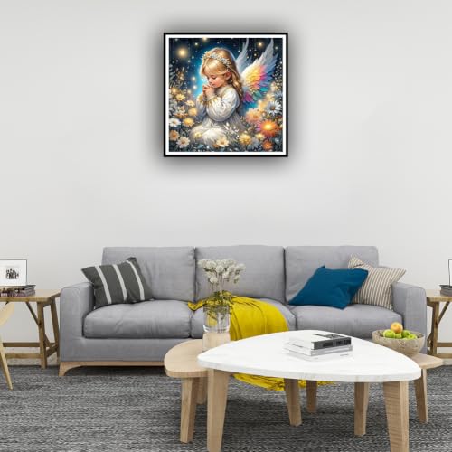 hill froeistung Little Angel Diamond Art Painting Kits for Adults | Flower Diamond Art for Beginners, 5D DIY Full Drill Round Gem Art Craft Home Wall Decor Gift 12x12 inch - color: HF-A103