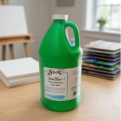 Sax True Flow Heavy Body Acrylic Paint, 1/2 Gallon, Emerald Green - 439289, 64 Fl Oz (Pack of 1) - color: Emerald Green
