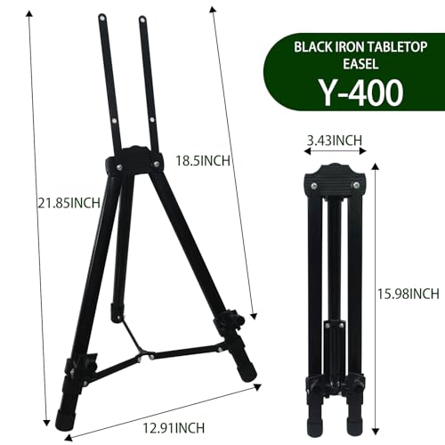 Ns Jymb Tabletop Easel Stand for Painting and Sign, 13x19, Black | Compact metal tripod holds 13x19 canvas, poster, whiteboard and signs for desk display, drawing, school and travel use