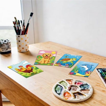 Anseal 12 Packs Pre Drawn Canvas to Paint, 5" X 7" Cute Animals Pre Printed Canvas for Painting, Pre Stretched Canvas Outline Painting Boards for Party Favor - style: Animals