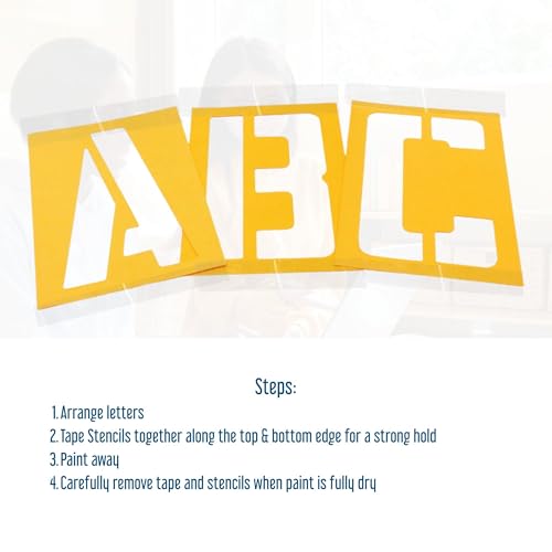 Paper Stencils Set - Alphabet Letters, Numbers & Common Symbols - 6" Size, 44 Count - Ideal for Painting, Posters, Signs, DIY Crafts, Decoration