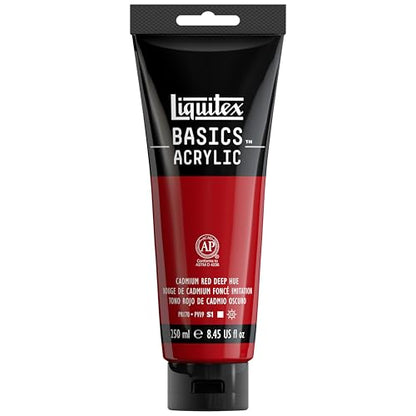 Liquitex BASICS Acrylic Paint, 8.5-oz Tube, Cadmium Red Deep Hue - color: Cadmium Red Deep Hue, size: 8.45 Fl Oz (Pack of 1)