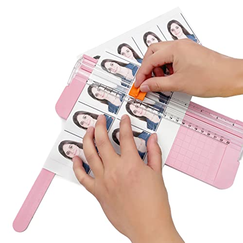 Paper Cutter, A4 Paper Trimmer with Security Safeguard & Side Ruler Portable Straight Edge Cutter for Scrapbooking Craft Paper, Photos, Label, Cardstock (Pink) - color: Pink