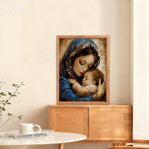 NAIMOER Mother and Child Paint by Numbers Kits for Adults Beginner, Color by Numbers on Canvas Painting Craft Kits for Adults Without Frame, Easy Paint DIY Acrylic for Home Wall Decor 12 X16 Inch - color: Mother