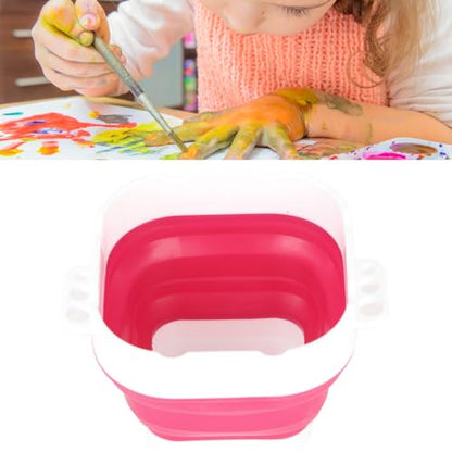 Paint Brush Washer,Collapsible Portable Silicone Paint Brush Washing Bucket Painting Brush Cleaning Water Cup Paint Brush Basin Cleaner for Acrylic Watercolor Painting (Red) - color: Red