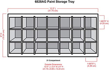 ArtBin 6828AG Paint Storage Tray, Art & Craft Supply Storage, Super Satchel System Accessory, Wall Mountable 21 Compartment Paint Organizer, White | (Pack of 6) - size: Pack of 6