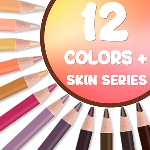 12Pcs Skin Colored Pencils Set,Professional Drawing Pencils for Adults - color: 12Pcs Skin Colored