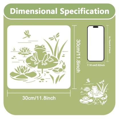 Lotus Frog Stencil, Cute Animals Reusable Painting Template - style: Frog