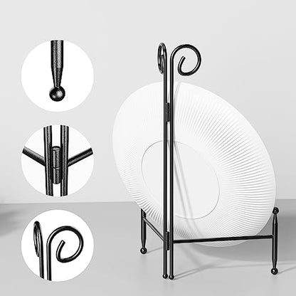 SVENJBB Plate Stand and Holder Display Stand 12 Inch, Black Iron Picture Frame Stand for Display, Collapsible and Portable Easel Stand for Table (1 Pack)