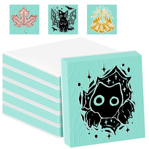 6pcs 2"x2" Rubber Carving Blocks, Linoleum Block Stamp Making Kit for Beginners - DIY Stamp Making, Printmaking Crafts (White & Green) - color: 6pack, size: 2"x2"