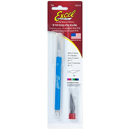 Soft Grip Hobby Knife, Excel Blades K18 with 5 #11 Blades, American Made Light Duty Craft Knife (One Assorted Color) - color: Assorted (1) + 5 Blades