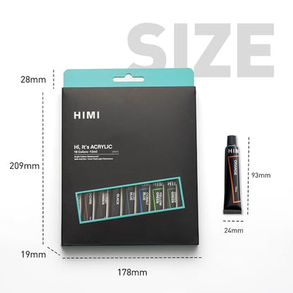 HIMI Acrylic Paint Set,18 Colours, 12ml Tubes,High Viscosity Water Based Paint, Art supplies for Painting Canvas,Fabric,Wood And Paper - color: 18 Colors