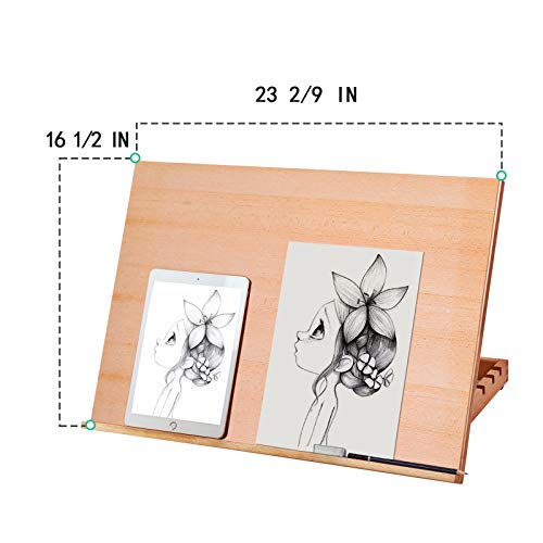 Large 5-Position Wood Drafting Table Easel Drawing &Sketching Board | 23 2/9 Inches by 16 1/2 Inches - style: 23 2/9 L * 16 1/2 W