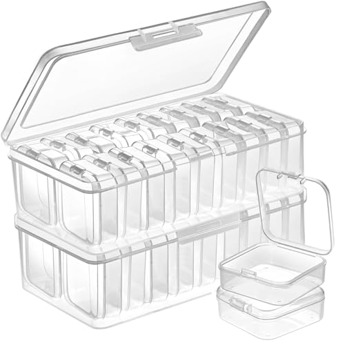DUOFIRE Bead Organizer 36 Clear Plastic Bead Storage Containers Hinged Lids - size: 36 Grids | 2 Pack