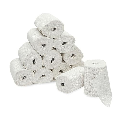Bright Creations Plaster Cloth Rolls - Plaster of Paris Bandages & Gauze for Sculpting, Belly Casting, Paper Mache & Art - 4 in x 15 Ft Each, Pack of 12