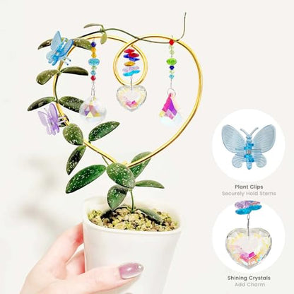 SNAIL GARDEN 9 Gauge/3mm Aluminum Craft Wire Kit with Crystal Suncatchers, Butterfly Plant Clips & Pliers，65.6 ft (20 m) Aluminum Wire for Crafts DIY Plant Trellis, Jewelry Making (Gold&Black)