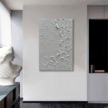 zoinart Pure White Texture Wall Art, Hand Painted Vertical White Abstract Modern Oil Paintings, Thick Texture Contemporary Wall Art 24x36 inch - color: BL-066