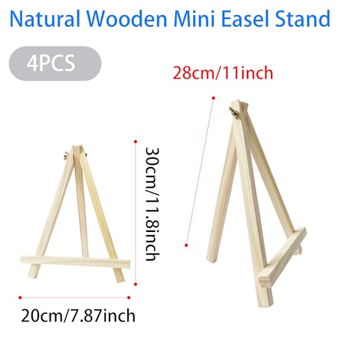 4PCS 12" Wood Display Easel, Portable Canvas Photo Picture Sign Holder, Natural Wooden Tabletop Stand for Small Canvas Art Photos Business Cards Wedding Decoration Painting Studio - style: 12 Inch