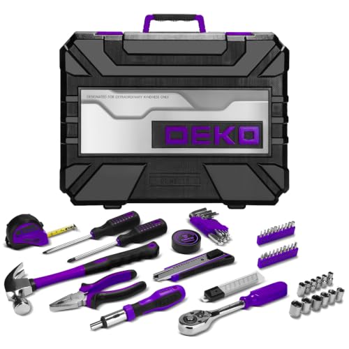 DEKOPRO Tool Set: 228 Piece Home Tool Kit, Household Basic Repair Tool Set Comes with Storage ToolBox, Socket Wrench Set for Car, Hand Tool Box Set for Home - Purple - color: Purple