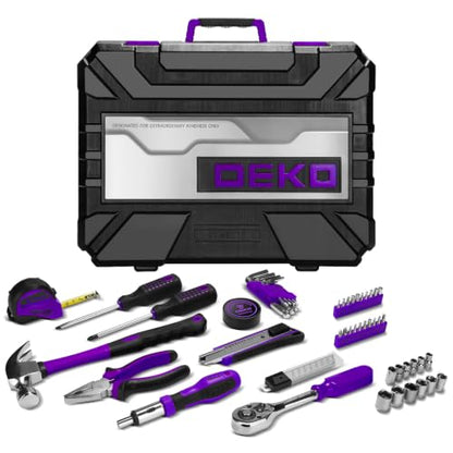 DEKOPRO Tool Set: 228 Piece Home Tool Kit, Household Basic Repair Tool Set Comes with Storage ToolBox, Socket Wrench Set for Car, Hand Tool Box Set for Home - Purple - color: Purple