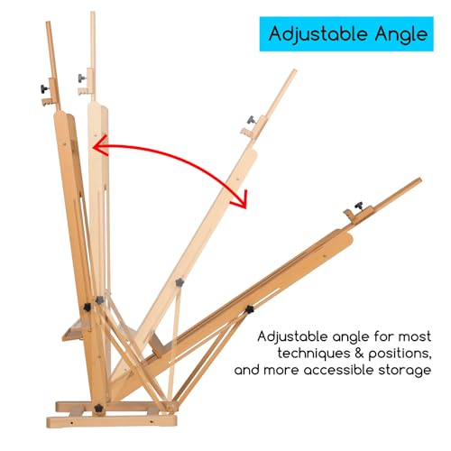 MEEDEN Art Easel for Painting - Heavy Duty H-Frame Artist Easel for Adults, Solid Beechwood Adjustable Studio Easel (69"-95"), Professional Wooden Floor Easel Stand Holds Canvases Up to 48"