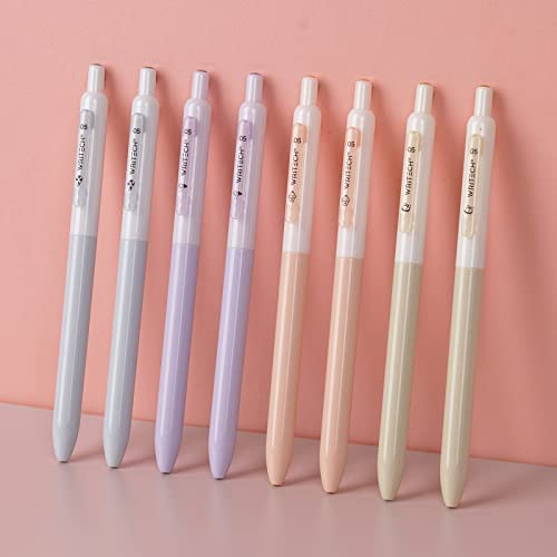 WRITECH Gel Pens Fine Point: 0.5mm Black Silent Click Needle Tip 8ct - color: Black-8ct