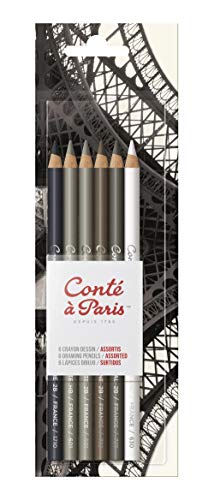 Conté à Paris 6 Count Drawing Pencils Set | Multiple Hardness Grades, Smooth Mark Making, Ideal For Sketching Shading And Detail Work, Artist Drawing Essentials - style: 6 Count Drawing Pencils Set