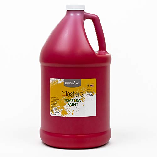 Handy Art Little Masters Washable Tempera Paint, Gallon, Yellow,214-710 128 fl Oz and Red Gallon Paint Bundle (Pack of 2)