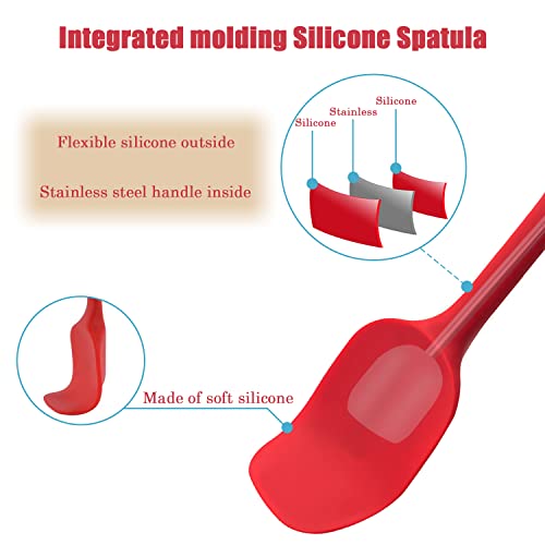 Silicone Spatula Set, Rubber Spoon Spatula for Baking, Heat Resistant Cooking Utensil, Flexible Silicone Spoon Baking Mixing Tool Cooking Gadget (4-Piece) - size: 8.2 in x 1.8 in x 4 Pcs