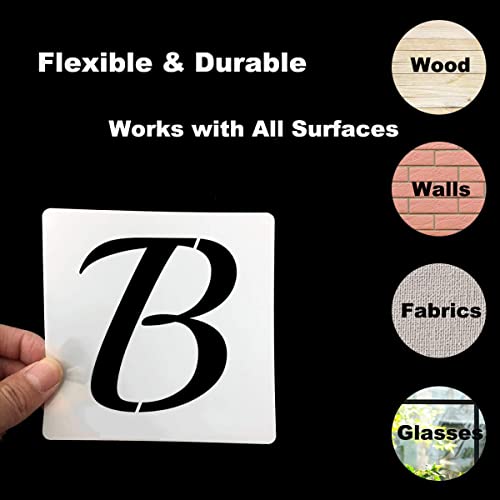 3 Inch Alphabet Letter Stencils for Painting - 70 Pack Letter and Number Stencil Templates with Signs for Painting on Wood, Reusable Cursive Letters Stencils for Chalkboard Wood Signs & Wall Art - size: 3 Inch
