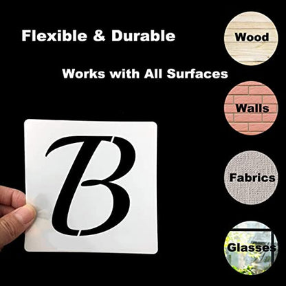 3 Inch Alphabet Letter Stencils for Painting - 70 Pack Letter and Number Stencil Templates with Signs for Painting on Wood, Reusable Cursive Letters Stencils for Chalkboard Wood Signs & Wall Art - size: 3 Inch