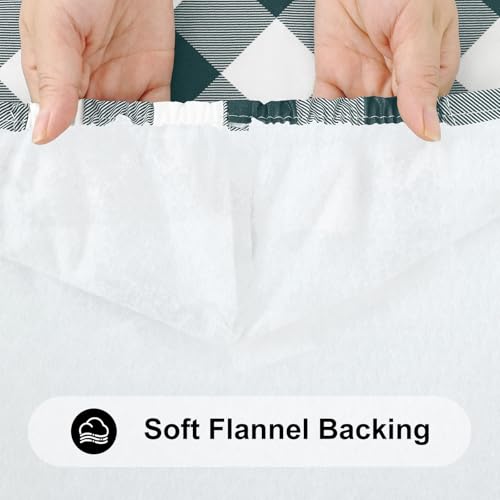 Smiry 4 Foot Picnic Table Cloth, Flannel Backed Fitted Vinyl tablecloths | Waterproof Elastic Rectangle Tablecloth ,Buffalo Plaid Table Covers for Dining, Camping (Hunter Green and White, 24" x 48") - color: Hunter Green and White, size: 48" x 24" (Rectan