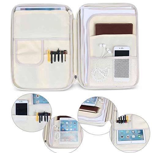JAKAGO A4 Travel Portfolio Multifunctional Document Organizer Zippered Case for Office Supplies (green) - color: Green