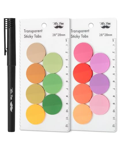 Mr. Pen- Round Transparent Sticky Notes, 1.1” Diameter, 14 Pads, 560 Sheets - color: Spring Meadow, size: 560 pcs