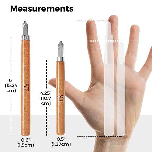 Schaaf Tools Wood Carving Kit, 12-pc mini chisel set, large handles | Wood carving tools for detail work and block printing, SK2 carbon-steel, sharpening strop and beginner tutorials included