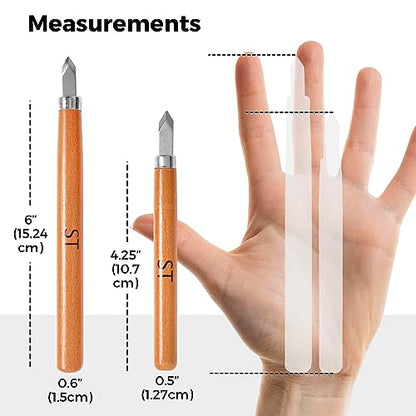 Schaaf Tools Wood Carving Kit, 12-pc mini chisel set, large handles | Wood carving tools for detail work and block printing, SK2 carbon-steel, sharpening strop and beginner tutorials included
