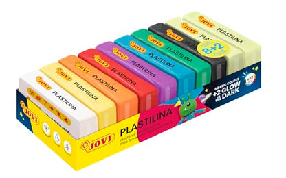Jovi - Non Drying Modeling Clay, 8 Basic Color + 2 Glow in The Dark - color: Basic + Glow