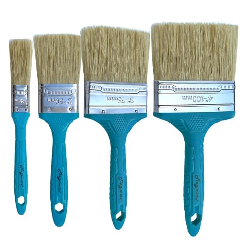 Magimate Household Bristle Paint Brush 1 2 3 4 Inch Stain Brushes Assorted - size: 1-inch, 2-inch, 3-inch, 4-inch (Set)