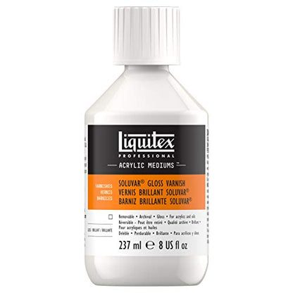 Liquitex Professional Soluvar Gloss Varnish, 237ml (8-oz) | Mineral Spirit Based, Adds Gloss Sheen, Protects & Resists Dirt Retention, Increases Brightness, Resists Discoloration - color: Soluvar Gloss, style: 8-oz