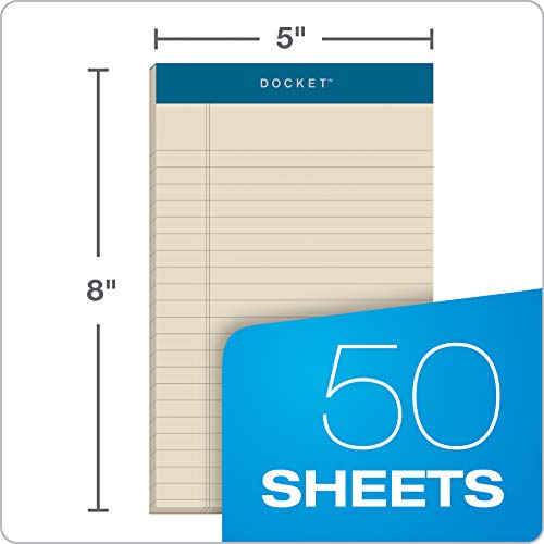 Tops Docket Writing Tablet, 5 x 8 Inches, Perforated, Assorted Colors: Orchid, Ivory, Blue, Narrow Rule, 50 Sheets per Pad, 6 Pads per Pack (99601) - size: True