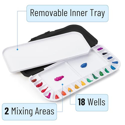 Mr. Pen- Airtight Watercolor Palette with Lid, 18 Wells & 2 Mixing Areas - color: Black, size: 1 Pack