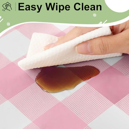 4 Packs Buffalo Disposable Table Cloth, 54 x 108 Inch Waterproof Plastic Tablecloth, Rectangle Pink and White Checkered Table Covers for Picnic, Birthday, Party, Back to School - color: Pink and White, size: 54" x 108" - 4 Pack