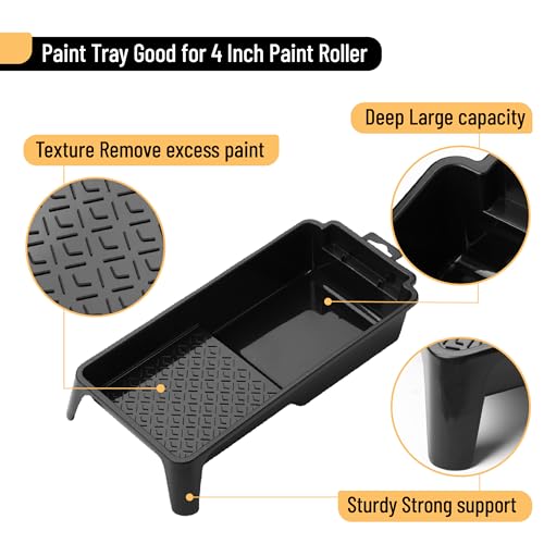 Bates- 4 Inch Paint Roller Kit, 14 pcs, Small Paint Roller Kit, 1x Plastic Paint Tray, 1x Roller Frame & 12x Microfiber Covers - size: 14 pcs