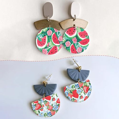 10 Pcs Fruits Clay Transfer Paper for DIY Art Crafts, Watermelon Floral Water Polymer Clay Transfer Paper Sheets for Polymer Clay Jewelry Earrings Making Supplies 5.82X3.93 inch - color: Watermelon