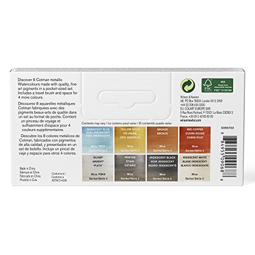 Winsor & Newton Cotman Watercolor Paint Set, 8 Half Pan, Metallic Set - style: 8 Half Pan Metallic Colors
