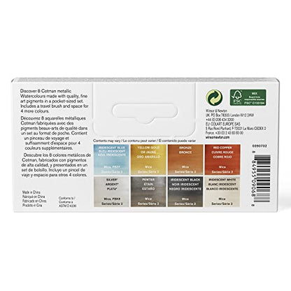 Winsor & Newton Cotman Watercolor Paint Set, 8 Half Pan, Metallic Set - style: 8 Half Pan Metallic Colors